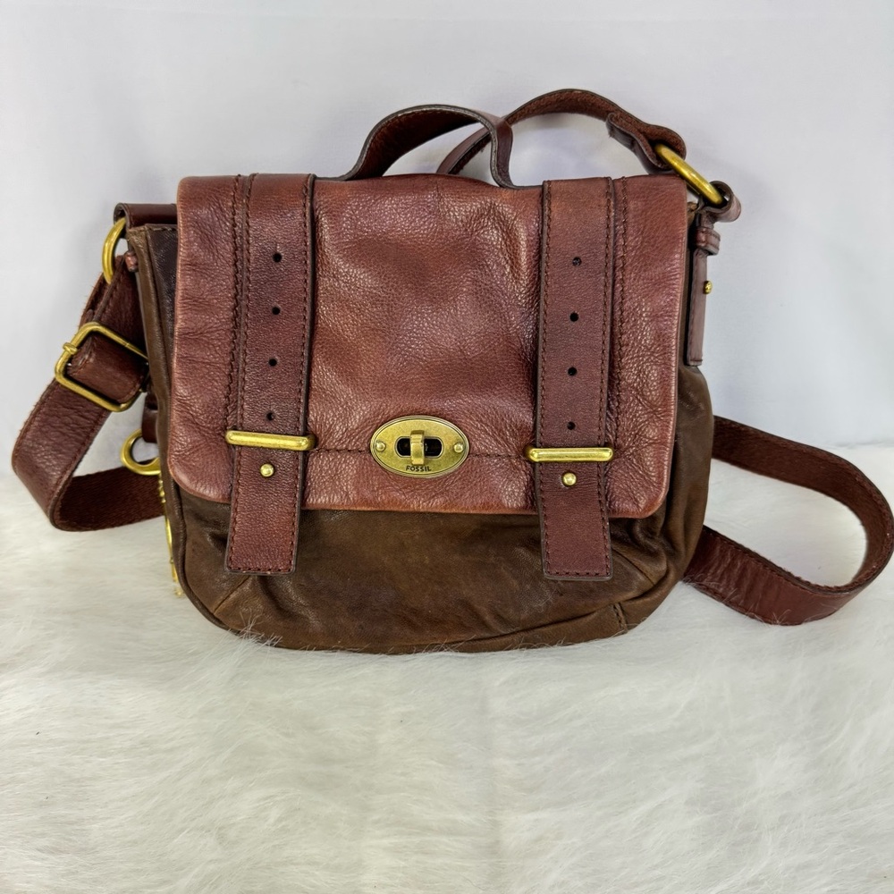 Fossil Long Live Vintage 1954 Mason Two-Toned Top Handle Leather Bag